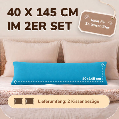 Kissenbezüge 2er Set 40x145 cm - 100% Baumwolle, stilvoll und gemütlich