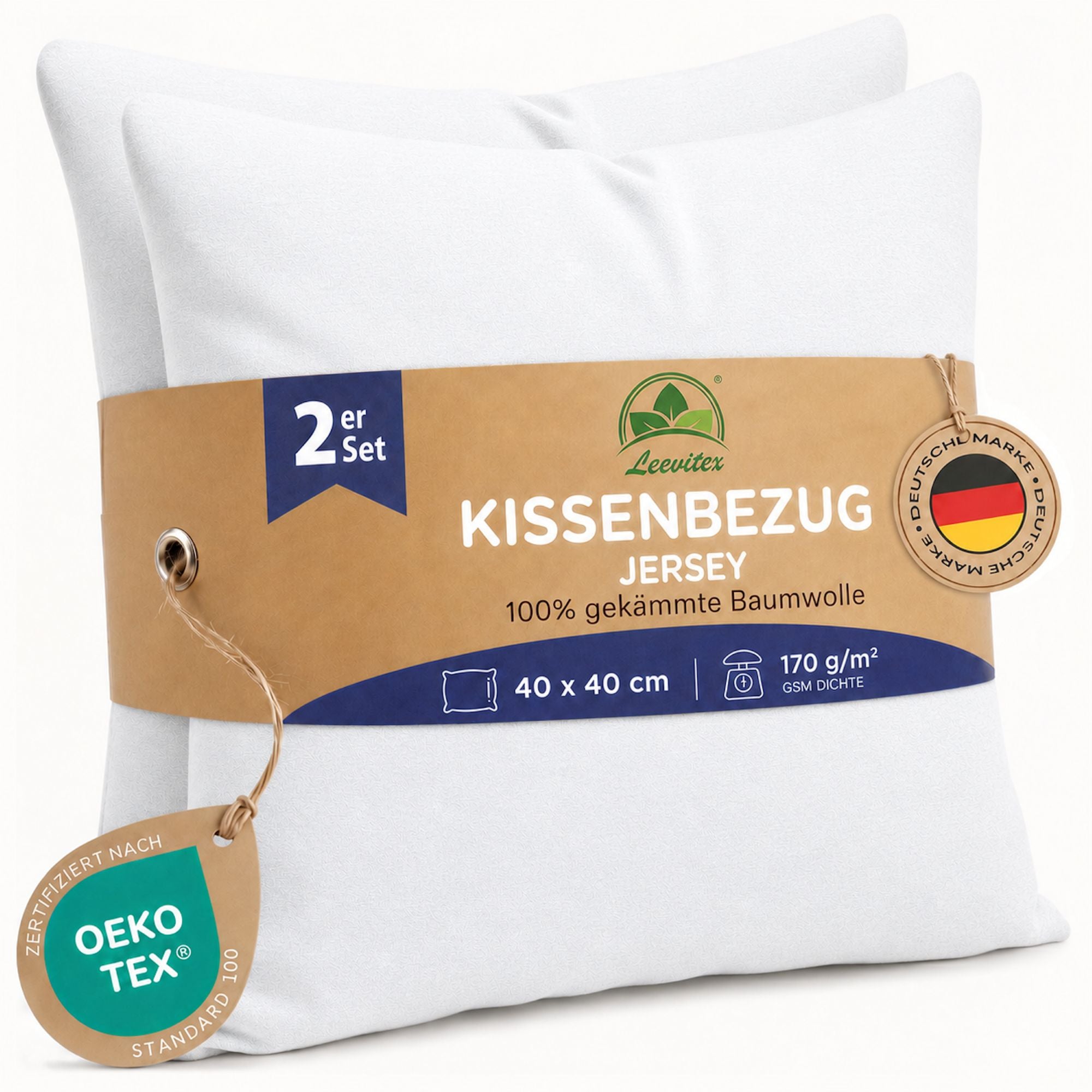 Kissenbezüge 2er Set 40x40 cm - 100% Baumwolle, stilvoll und gemütlich
