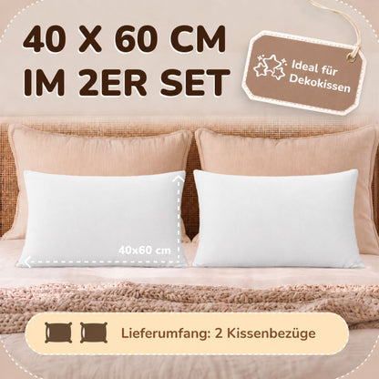 Kissenbezüge 2er Set 40x60 cm - 100% Baumwolle, stilvoll und gemütlich