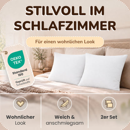 Kissenbezüge 2er Set 40x40 cm - 100% Baumwolle, stilvoll und gemütlich