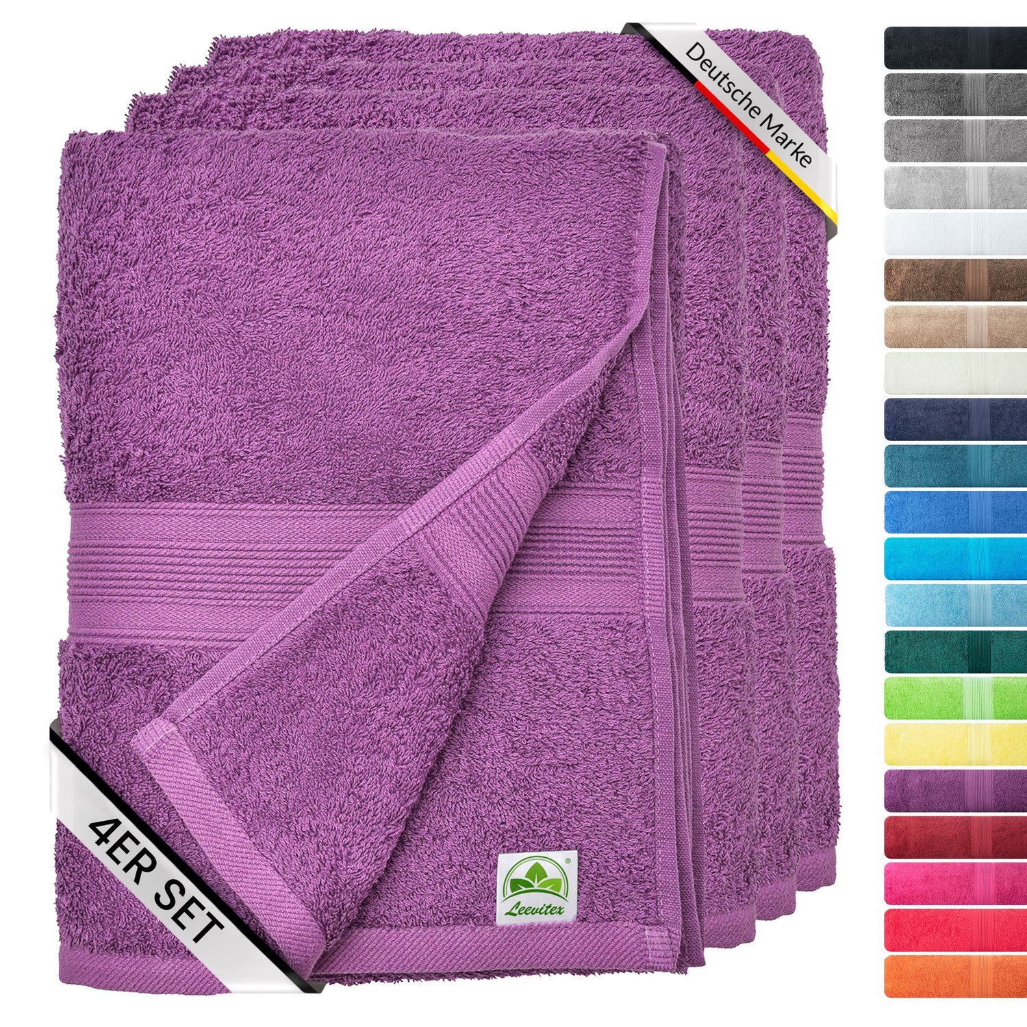 Handtücher von Leevitex – 4er Set, 100% Baumwolle, 50 x 100 cm, weich und saugfähig