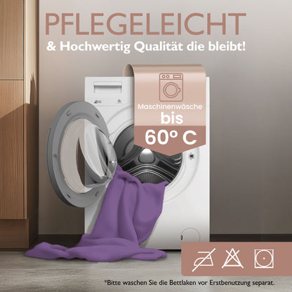 Winter-Spannbettlaken Lila 200x200 cm Information Pflegeleicht, Maschinenwaschbar bis 60 Grad Celsius