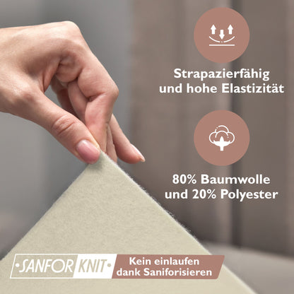 Winter-Spannbettlaken Naturweiß 200x200 cm Darstellung hohe Elastizität 80% Baumwolle und 20% Polyester