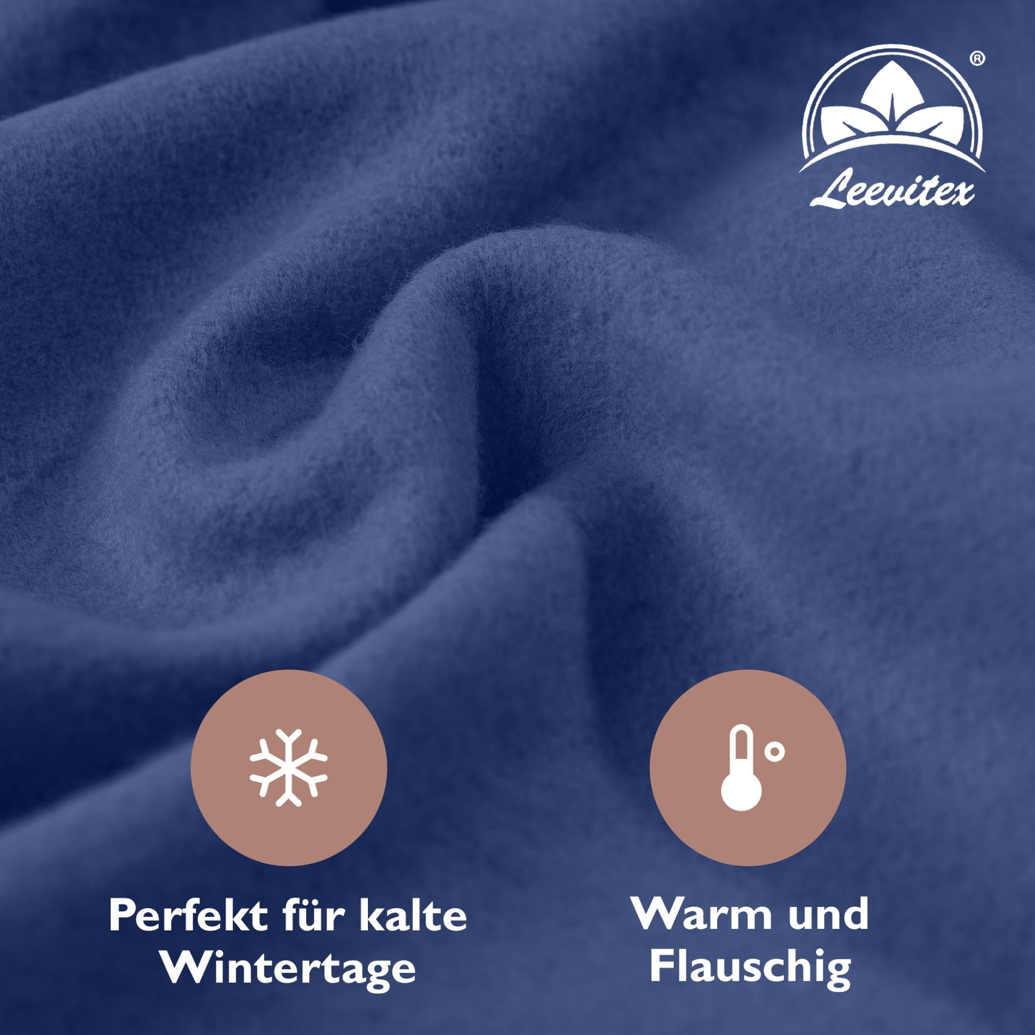 Winter-Spannbettlaken Navyblau 200x200 cm Nahaufnahme flauschiger Stoff