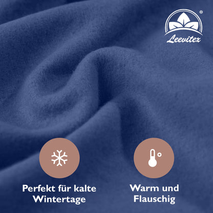 Winter-Spannbettlaken Navyblau 200x200 cm Nahaufnahme flauschiger Stoff