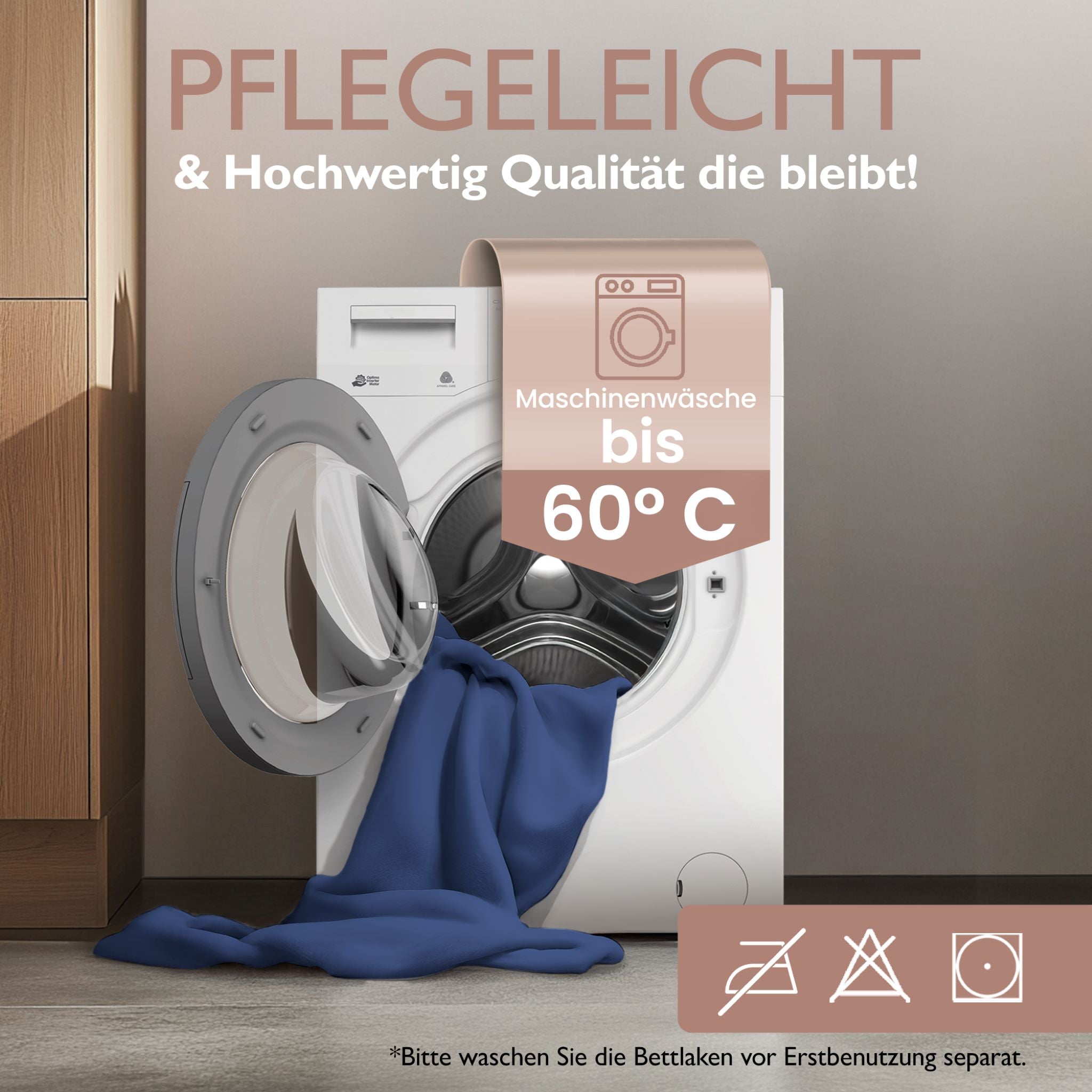 Winter-Spannbettlaken Navyblau 200x200 cm Information Pflegeleicht, Maschinenwaschbar bis 60 Grad Celsius