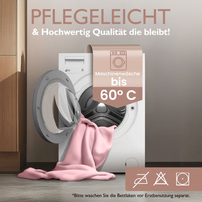 Winter-Spannbettlaken Rosa 200x200 cm Information Pflegeleicht, Maschinenwaschbar bis 60 Grad Celsius