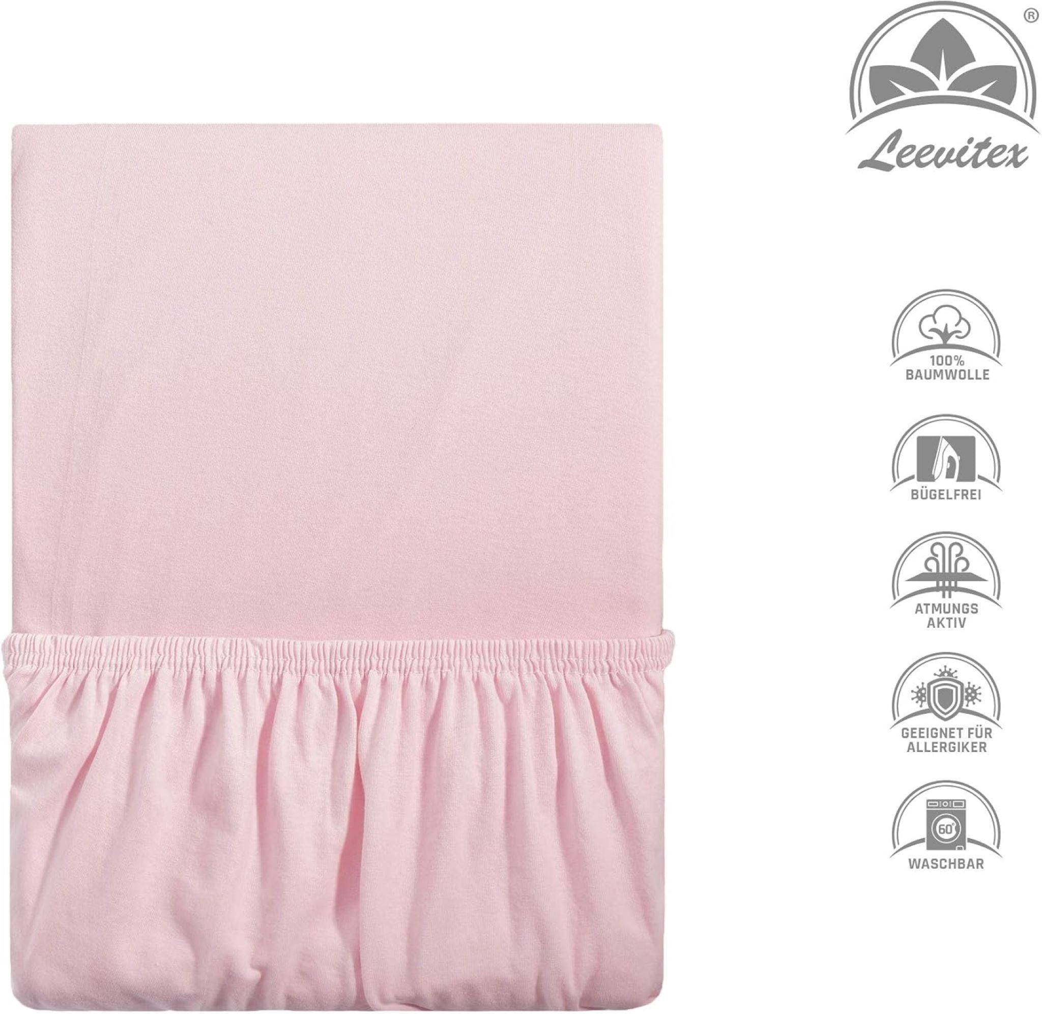 Kinderspannbettlaken von Leevitex im 2er Pack – 100% Jersey-Baumwolle, 70 x 140 cm