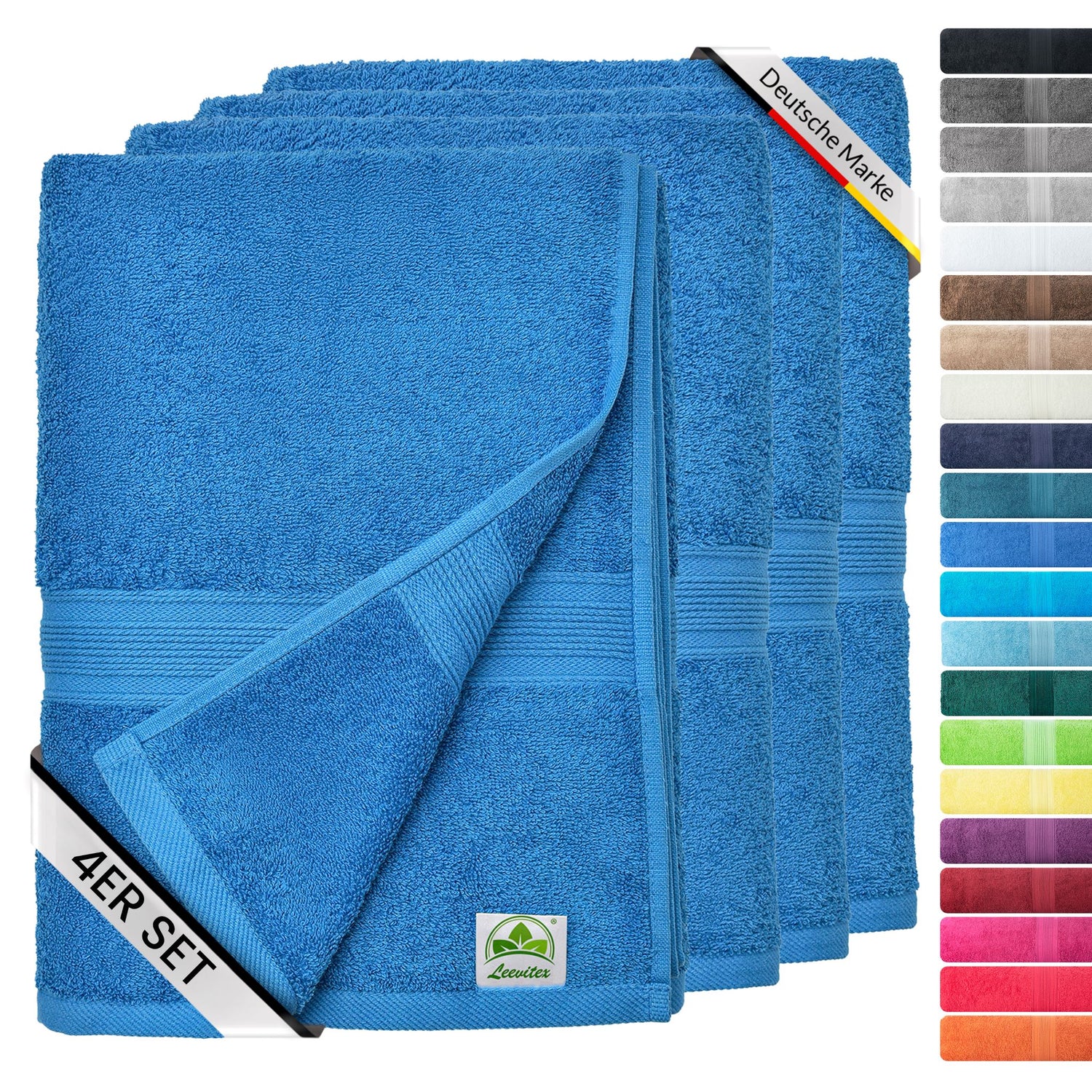 Handtücher von Leevitex – 4er Set, 100% Baumwolle, 50 x 100 cm, weich und saugfähig