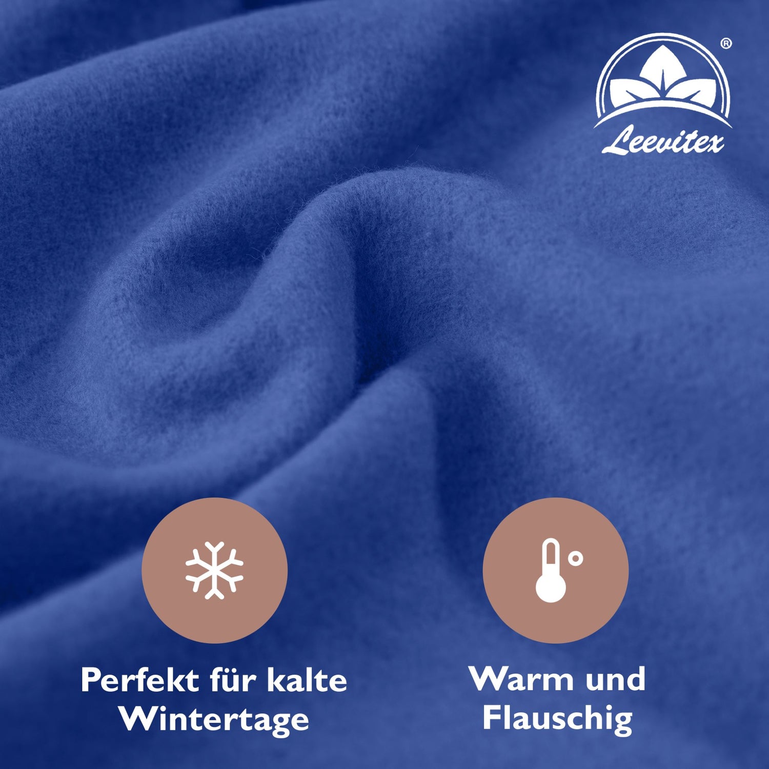 Winter-Spannbettlaken Royalblau 200x200 cm Nahaufnahme flauschiger Stoff