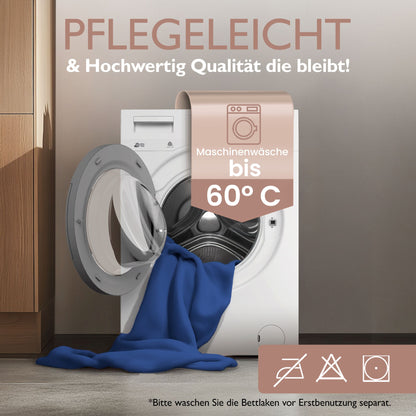 Winter-Spannbettlaken Royalblau 200x200 cm Information Pflegeleicht, Maschinenwaschbar bis 60 Grad Celsius