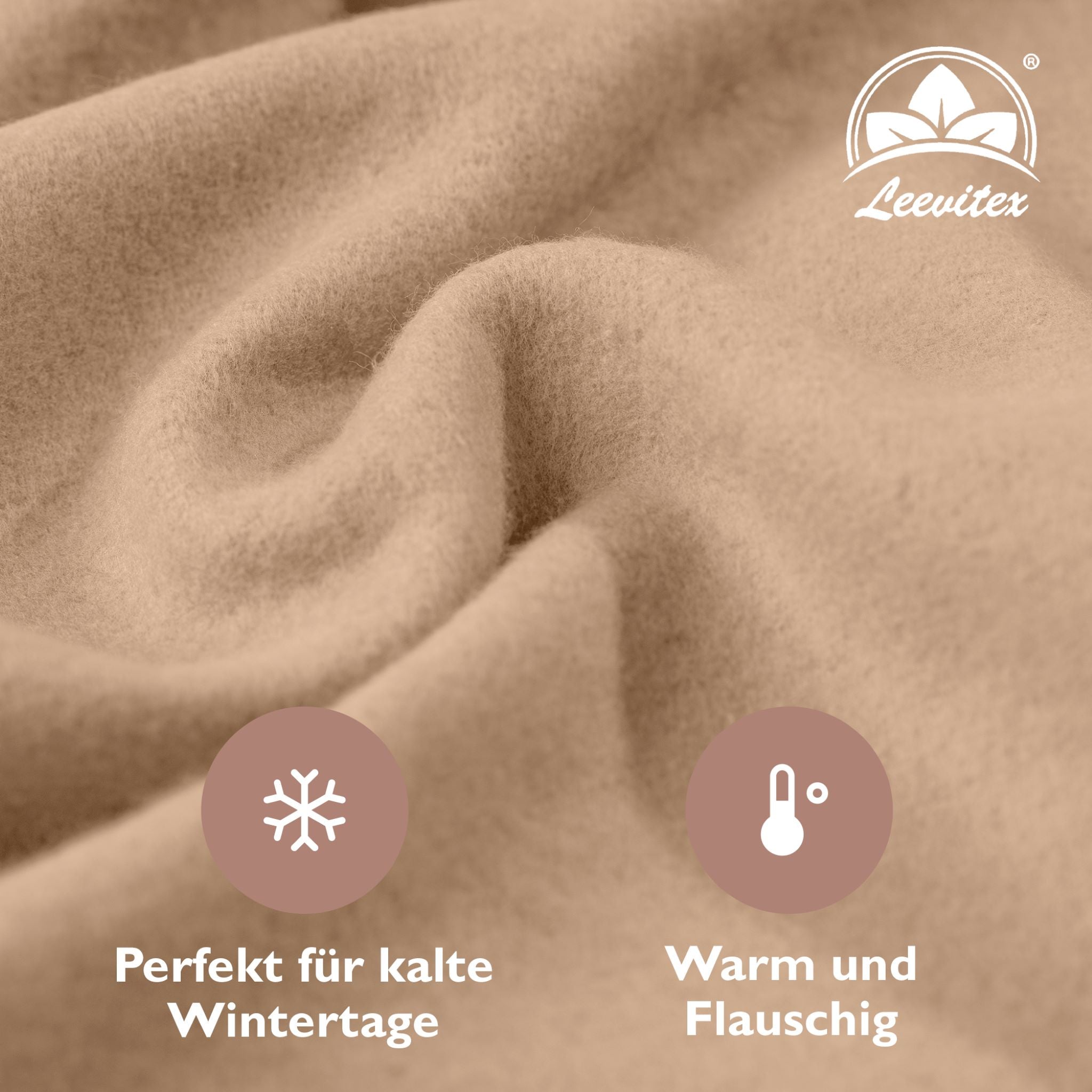 Winter-Spannbettlaken Sand 200x200 cm Nahaufnahme flauschiger Stoff