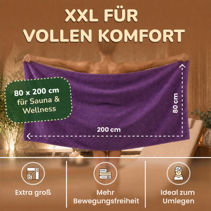 Saunatücher aus 100% Baumwolle im 1er Set – 80 x 200 cm, weich und saugfähig