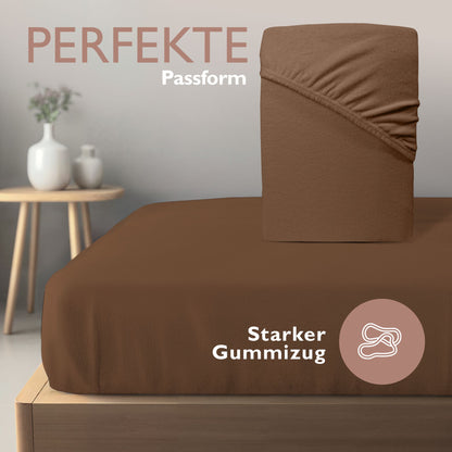 Winter-Spannbettlaken Schokobraun 200x200 cm Darstellung perfekte Passform und starker Gummizug