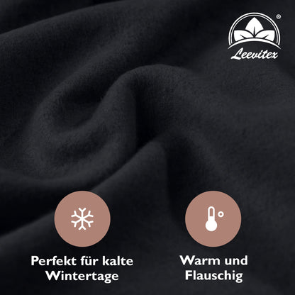 Winter-Spannbettlaken Schwarz 200x200 cm Nahaufnahme flauschiger Stoff