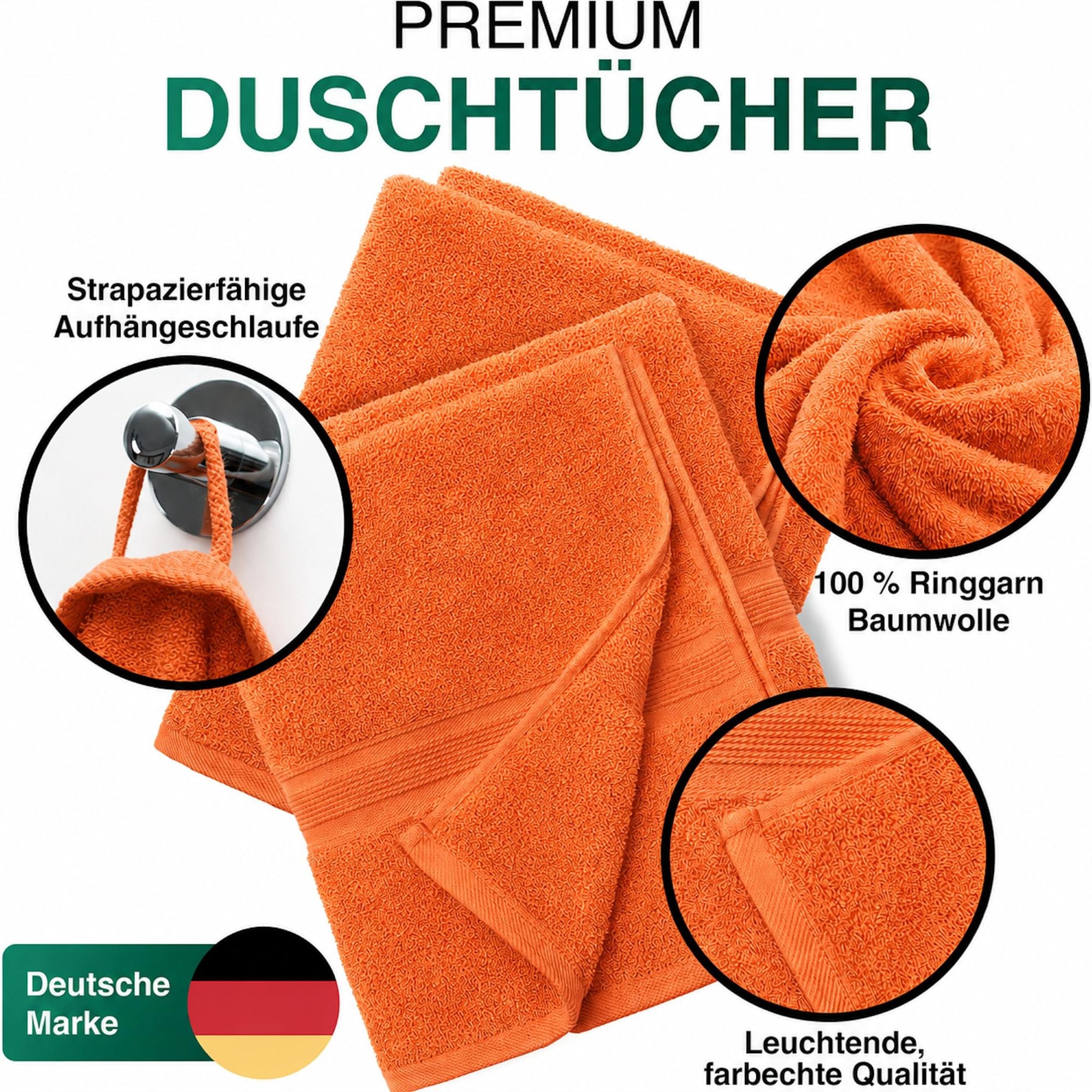 Duschtücher im 2er Set – 100% Baumwolle, 70 x 140 cm, weich und saugfähig