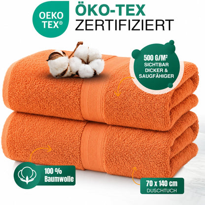 Duschtücher im 2er Set – 100% Baumwolle, 70 x 140 cm, weich und saugfähig