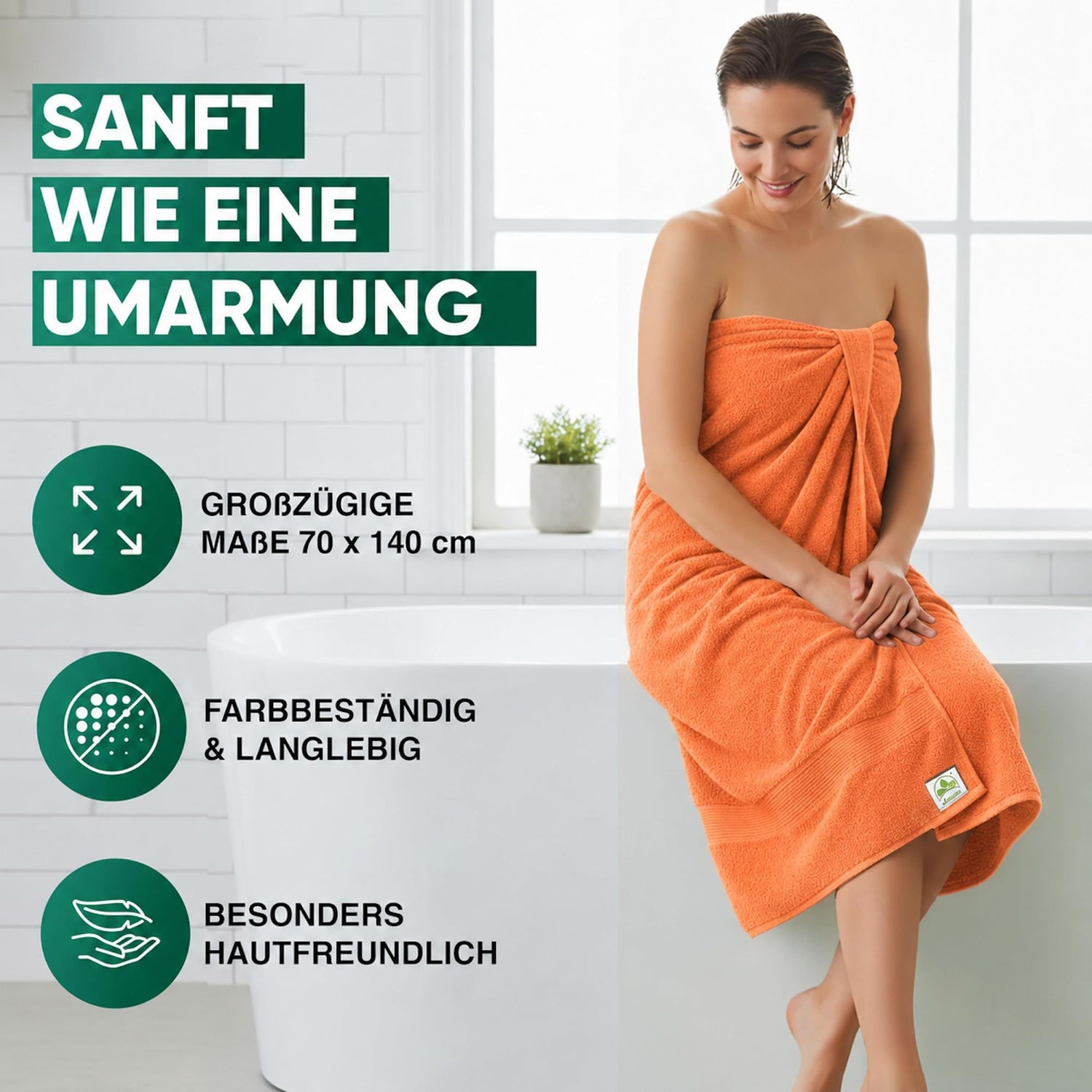 Duschtücher im 2er Set – 100% Baumwolle, 70 x 140 cm, weich und saugfähig