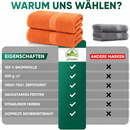 Duschtücher im 2er Set – 100% Baumwolle, 70 x 140 cm, weich und saugfähig