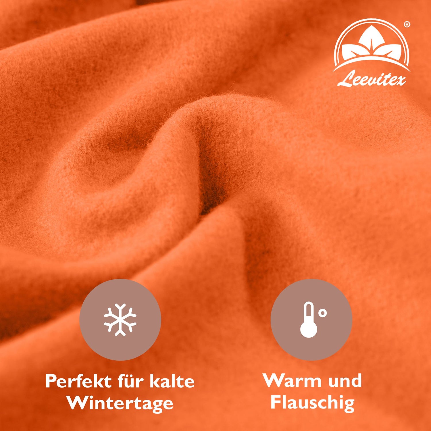 Winter-Spannbettlaken Terrakotta 200x200 cm Nahaufnahme flauschiger Stoff