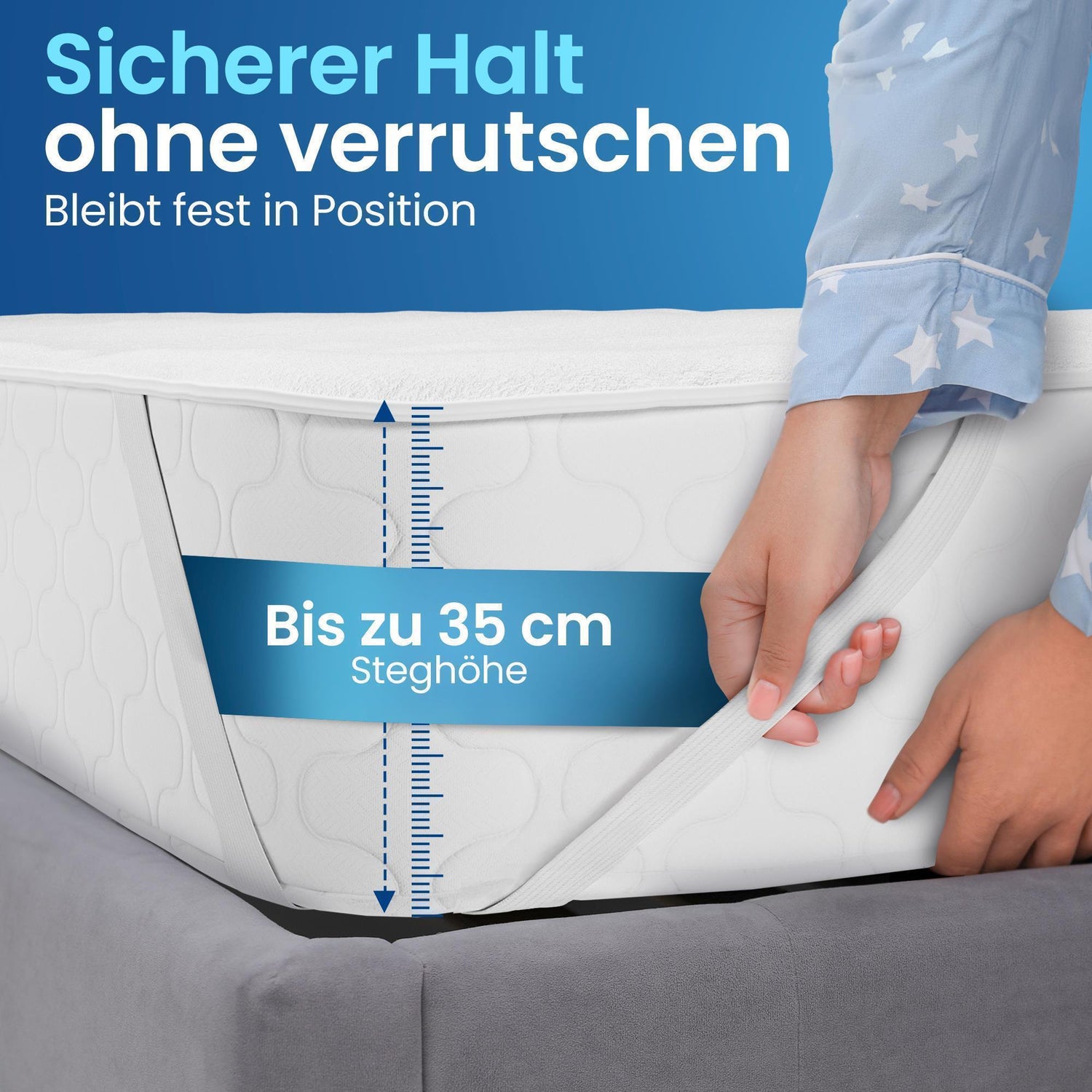 Matratzenschoner - wasserdicht &amp; geräuscharm, 80% Baumwolle und 20% Polyester, atmungsaktiver Matratzenschutz