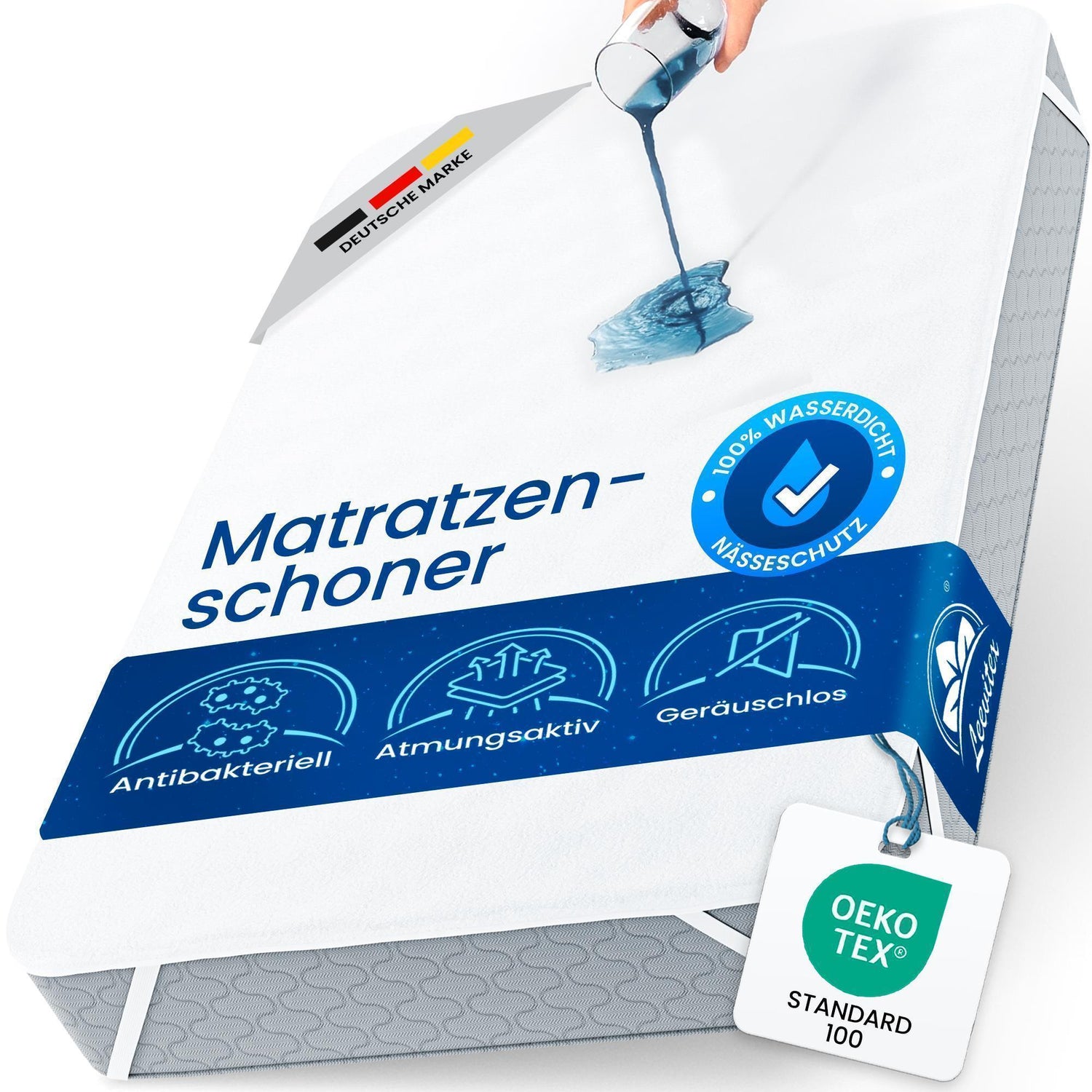 Matratzenschoner - wasserdicht &amp; geräuscharm, 80% Baumwolle und 20% Polyester, atmungsaktiver Matratzenschutz